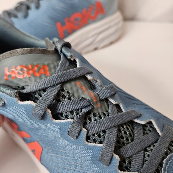 HOKA One One Rincon 3 Trail Shoe Mens 10 D, Blue Orange White Sneaker Walking - Picture 4 of 14